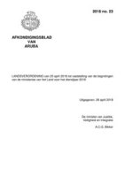 Afkondigingsblad van Aruba 2018 no. 23, DWJZ - Directie Wetgeving en Juridische Zaken