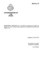 Afkondigingsblad van Aruba 2019 no. 37, DWJZ - Directie Wetgeving en Juridische Zaken