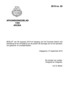 Afkondigingsblad van Aruba 2019 no. 50, DWJZ - Directie Wetgeving en Juridische Zaken