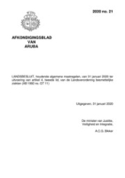 Afkondigingsblad van Aruba 2020 no. 21, DWJZ - Directie Wetgeving en Juridische Zaken