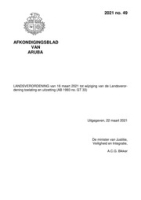 Afkondigingsblad van Aruba 2021 no. 49, DWJZ - Directie Wetgeving en Juridische Zaken