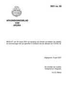 Afkondigingsblad van Aruba 2021 no. 60, DWJZ - Directie Wetgeving en Juridische Zaken