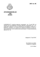 Afkondigingsblad van Aruba 2021 no. 66, DWJZ - Directie Wetgeving en Juridische Zaken
