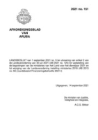 Afkondigingsblad van Aruba 2021 no. 151, DWJZ - Directie Wetgeving en Juridische Zaken