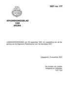 Afkondigingsblad van Aruba 2021 no. 177, DWJZ - Directie Wetgeving en Juridische Zaken