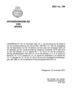 Afkondigingsblad van Aruba 2021 no. 184, DWJZ - Directie Wetgeving en Juridische Zaken