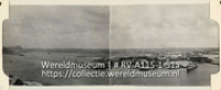 Serie C.H. De Goeje, album (1/4); Reis naar de Nederlandse Antillen en Suriname; reisfoto; Pantserschip Hr. Ms. Hertog Hendrik in haven het Schottegat op Curacao gezien vanuit Fort Nassau (Collectie Wereldmuseum, RV-A115-1-51a), De Goeje, C.H.
