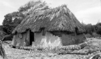 Curacao. Huisje te San Pedro; Een traditionele plattelandswoning, een kunukuhuis; Een plattelandswoning (kunukuhuis) in San Pedro (Collectie Wereldmuseum, TM-10021826)