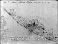 Tekening van de verdedigingslinie van Curacao; Linie van Defenzie des eilands Curacao zo als dezelve zig bevond den 1 januarij 1807' (Collectie Wereldmuseum, TM-10030352)
