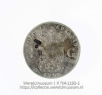 Zilveren kwart-guldenstuk van Curacao; Koningin Wilhelmina (Collectie Wereldmuseum, TM-1193-1)