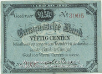 Bankbiljet van vijftig cent van de Curacaosche Bank (Collectie Wereldmuseum, TM-1315-3)