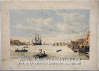 Het inkomen der haven van Curacao; Havengezicht (Collectie Wereldmuseum, TM-3728-1018)