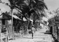 Oranjestad, St. Eustatius; Man op de rug gezien lopend op straat in Oranjestad (Collectie Wereldmuseum, TM-60046340)