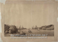 KIT kaarten Curacao : [een verzameling van 10 prenten van schepen en van de haven van Curacao]; `De Haven van Curacao, naar buiten te zien.' (Collectie Wereldmuseum, TM-6504-268-7)