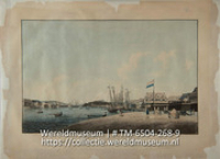 KIT kaarten Curacao : [een verzameling van 10 prenten van schepen en van de haven van Curacao]; `De Haven van Curacao, naar binnen te zien.' (Collectie Wereldmuseum, TM-6504-268-9)