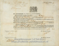 Vrijlatingsbrief van de slavin Cattrijn Janga; Manumissie; Vrijlatingsbrief voor de tot slaaf gemaakte Cattrijn Janga (Collectie Wereldmuseum, TM-653-1)