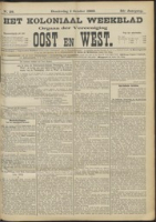 Het Koloniaal Weekblad (1 october 1903) : Orgaan der Vereeniging Oost en West, Vereeniging Oost en West