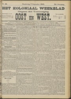 Het Koloniaal Weekblad (7 september 1905) : Orgaan der Vereeniging Oost en West, Vereeniging Oost en West