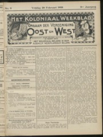 Het Koloniaal Weekblad (28 februari 1908) : Orgaan der Vereeniging Oost en West