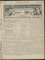 Het Koloniaal Weekblad (16 april 1908) : Orgaan der Vereeniging Oost en West