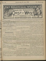 Het Koloniaal Weekblad (18 juni 1908) : Orgaan der Vereeniging Oost en West