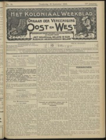 Het Koloniaal Weekblad (29 september 1910) : Orgaan der Vereeniging Oost en West, Vereeniging Oost en West