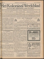 Het Koloniaal Weekblad (10 november 1927) : Orgaan der Vereeniging Oost en West, Vereeniging Oost en West