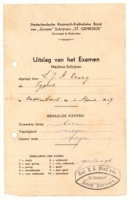 ECURY-007: Uitslag van het examen machine-schrijven van Boy Ecury bij de Nederlandsche Rooms-Katholieke Bond van 