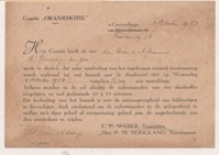 ECURY-314: Kaartje van het Comite Oranjehotel gestuurd aan de familie Ecury omtrent toestemming voor een verzoek tot een bezoek aan de dodencel 601 - 1950, Comite Oranjehotel