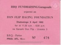 Historia di Don Flip Racing, image # 1027, Fundraising: Garage Sale y BBQ, 5 april 1992, Don Flip Racing Team Aruba