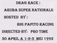Historia di Don Flip Racing, image # 1042, Drag Race: Aruba Super Nationals, hosted by Big Papito Racing, directed by Pro Time, 30 april-3 mei 1992, Don Flip Racing Team Aruba
