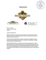 Press Release The Kendall Jackson Wine promotion, The News Aruba