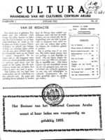 Cultura (Januari 1955) : Maandblad van het Cultureel Centrum Aruba, Cultureel Centrum Aruba