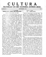 Cultura (September 1956) : Maandblad van het Cultureel Centrum Aruba, Cultureel Centrum Aruba