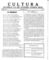 Cultura (November 1956) : Maandblad van het Cultureel Centrum Aruba, Cultureel Centrum Aruba