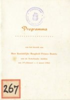 Programma van het bezoek van Hare Koninklijke Hoogheid Prinses Beatrix aan de Nederlandse Antillen van 19 februari - 1 maart 1965