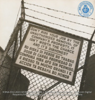 Sign at Main Gate (#4945, Lago , Aruba, April-May 1944), Morris, Nelson
