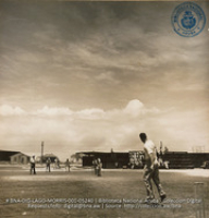 Sunday morning Cricket Match at Lago Heights, played by local employees from British West Indies (#5240, Lago , Aruba, April-May 1944), Morris, Nelson