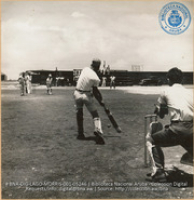 Sunday morning Cricket Match at Lago Heights, played by local employees from British West Indies (#5246, Lago , Aruba, April-May 1944), Morris, Nelson