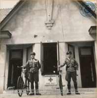 Dutch Military Police outside Station House in San Nicholas (#5308, Lago , Aruba, April-May 1944), Morris, Nelson