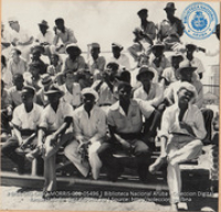 Baseball game at Aruba Sports Park in San Nicholas between team from Lago Garage and the Puerto Rican soldiers guarding the plant (#5496, Lago , Aruba, April-May 1944), Morris, Nelson