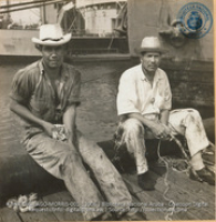 Rope-splicers on lake tanker docks (#12006, Lago , Aruba, April-May 1944)