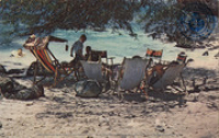 A peaceful afternoon at Aruba's fine beaches (Postcard, ca. 1962)