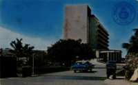 Entrance of the new Aruba Caribbean Hotel and Casino, Palm Beach (Postcard, ca. 1962)