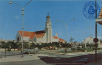 Wilhelminaplein with Protestant church (Postcard, ca. 1962)