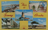 This is Sunny Aruba, views of Aruba (Postcard, ca. 1962)