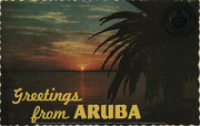 Greetings from Aruba. Sunset at Aruba (Postcard, ca. 1963)