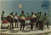 Local steelband entertaining at the Aruba Caribbean Hotel and Casino, Palm Beach, Aruba (Postcard, ca. 1965)