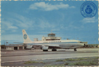 Pan American Jet leaving Aruba's Beatrix Airport (Postcard, ca. 1965)