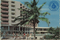 Swimming pool at the Aruba Caribbean Hotel Casino, Palm Beach, Aruba, Netherlands Antilles (Postcard, ca. 1966)
